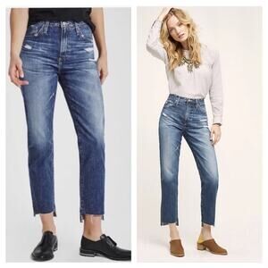 AG The Phoebe Vintage Jeans Size 25 High Waisted Tapered Straight Leg Distressed